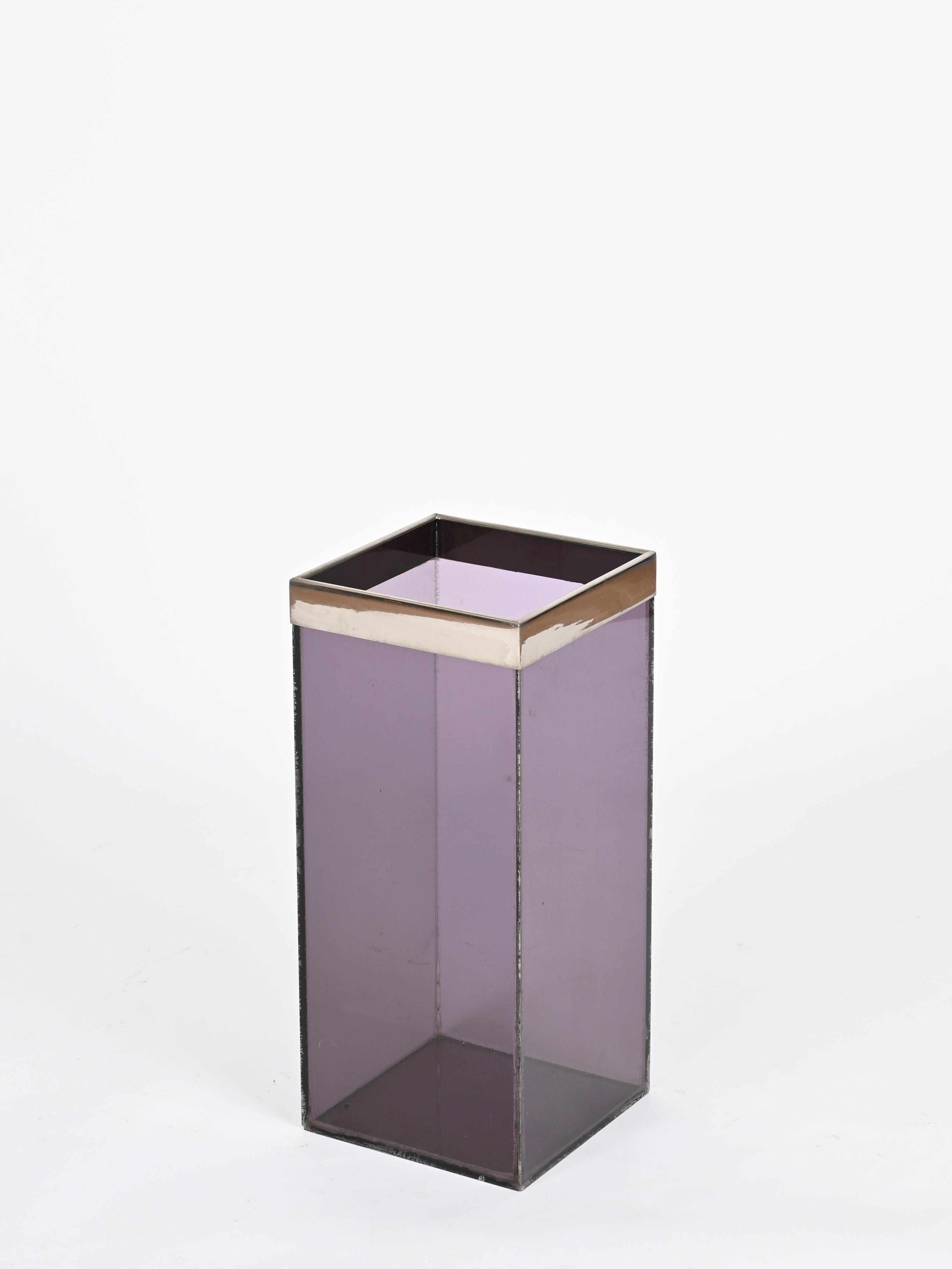 Portaombrelli italiano Willy Rizzo in lucite viola lavanda e cromo, anni '70 in vendita 1