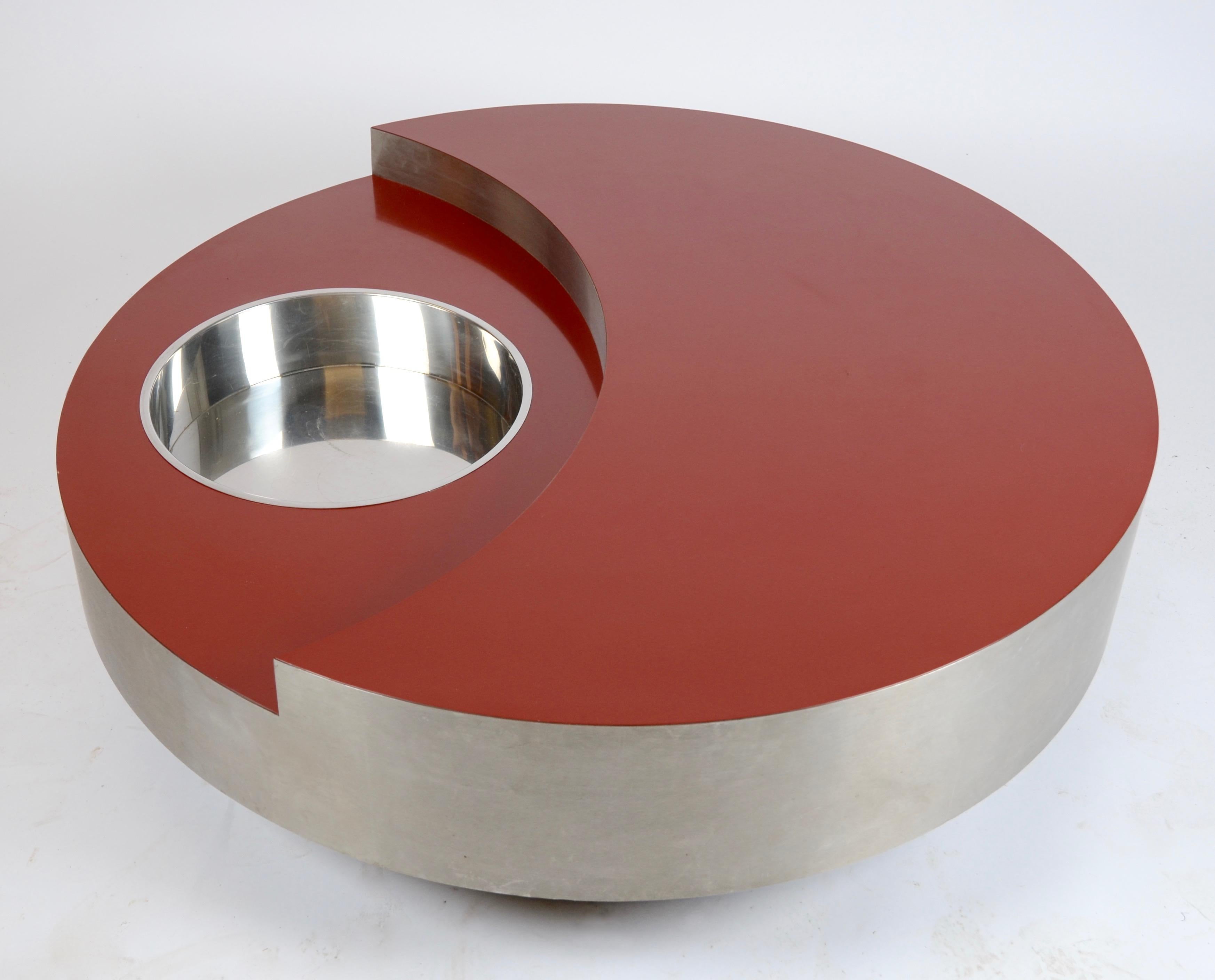 Italian Willy Rizzo, Revolving Cocktail Table, Model TRG, 1970s