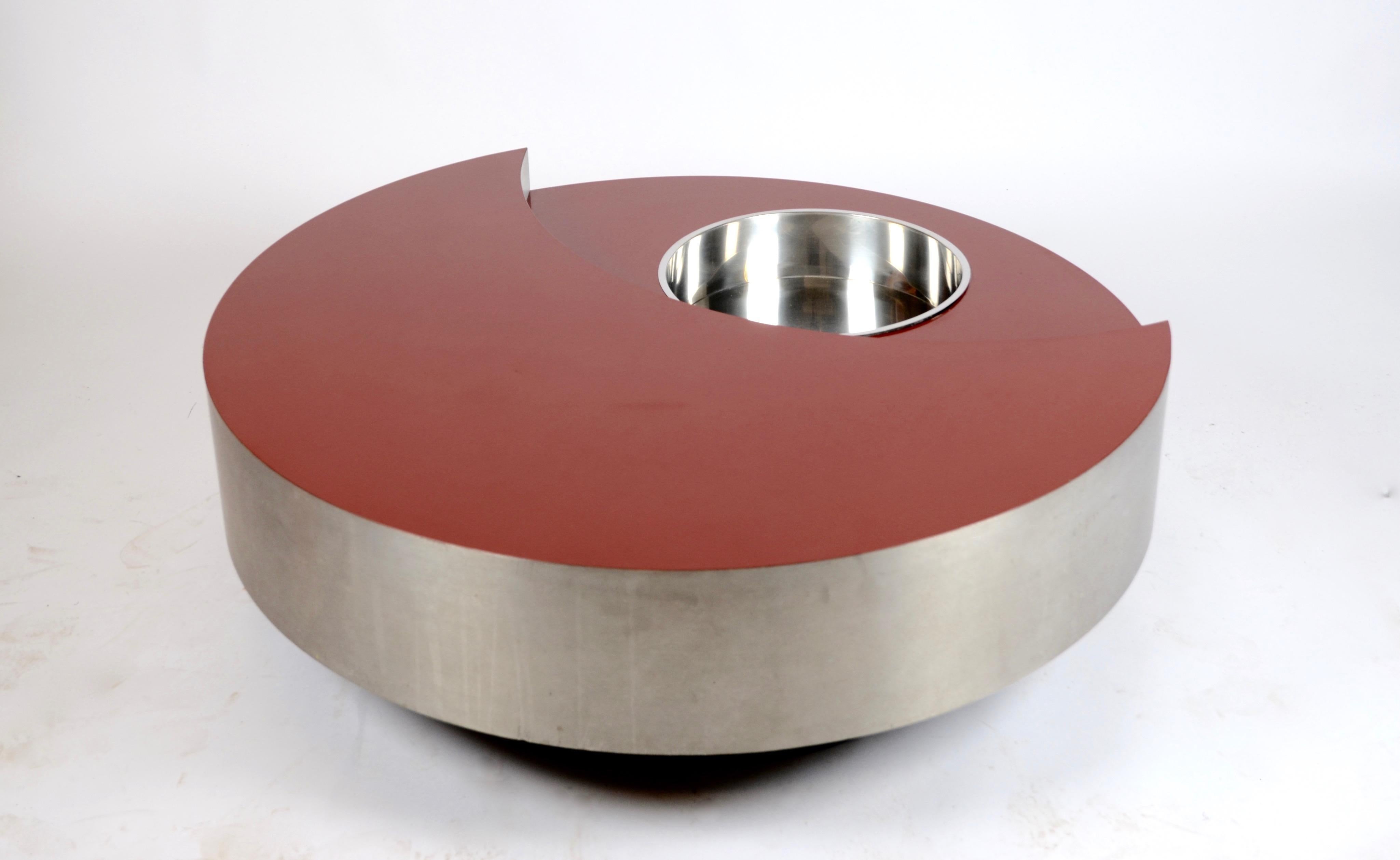 Stainless Steel Willy Rizzo, Revolving Cocktail Table, Model TRG, 1970s