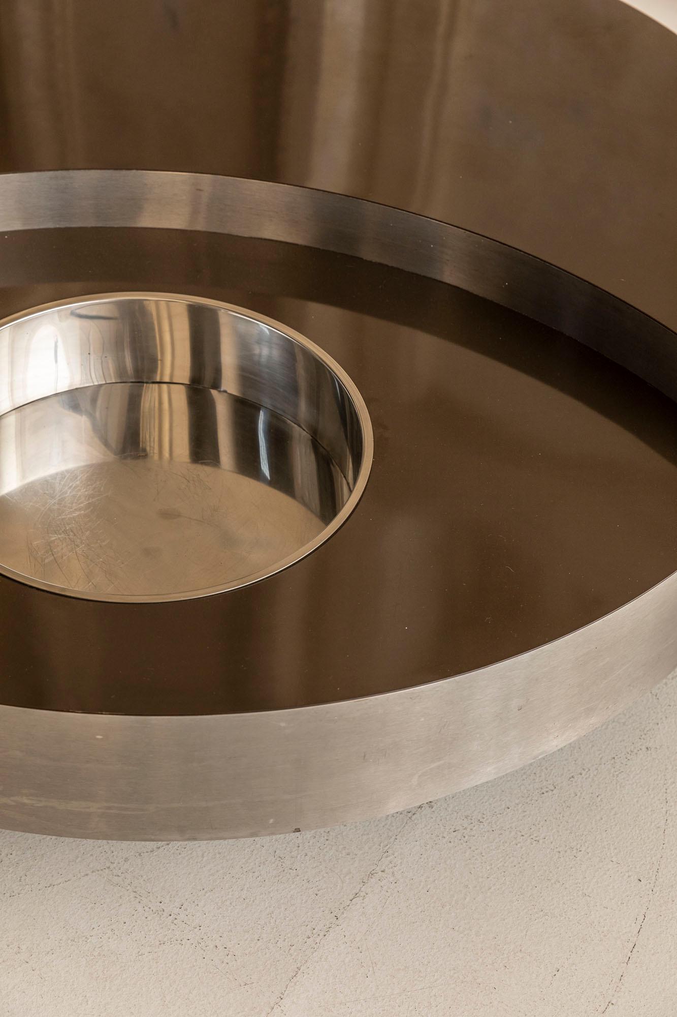 Stainless Steel Willy Rizzo Revolving Coffee Table