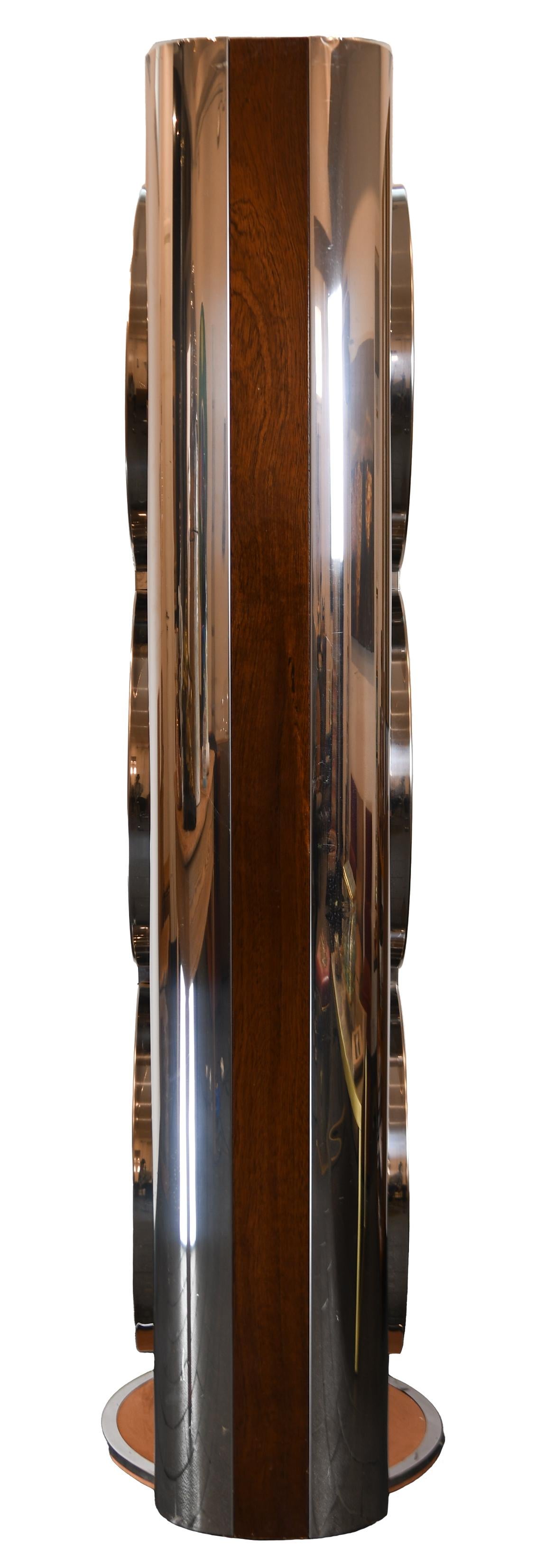 Italian Willy Rizzo Rotating Display Case in Laminated Wood, Stainless Steel and Glass