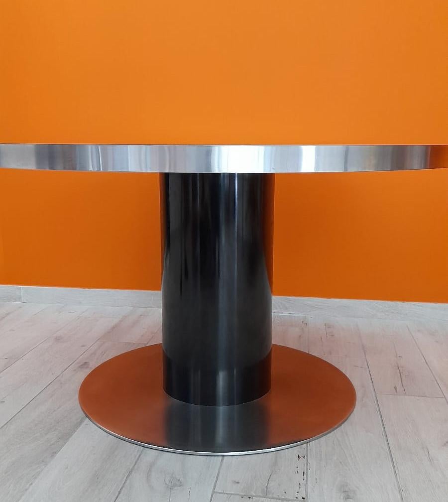 Mid-Century Modern Table de salle à manger ronde Willy Rizzo, Italie, années 1960