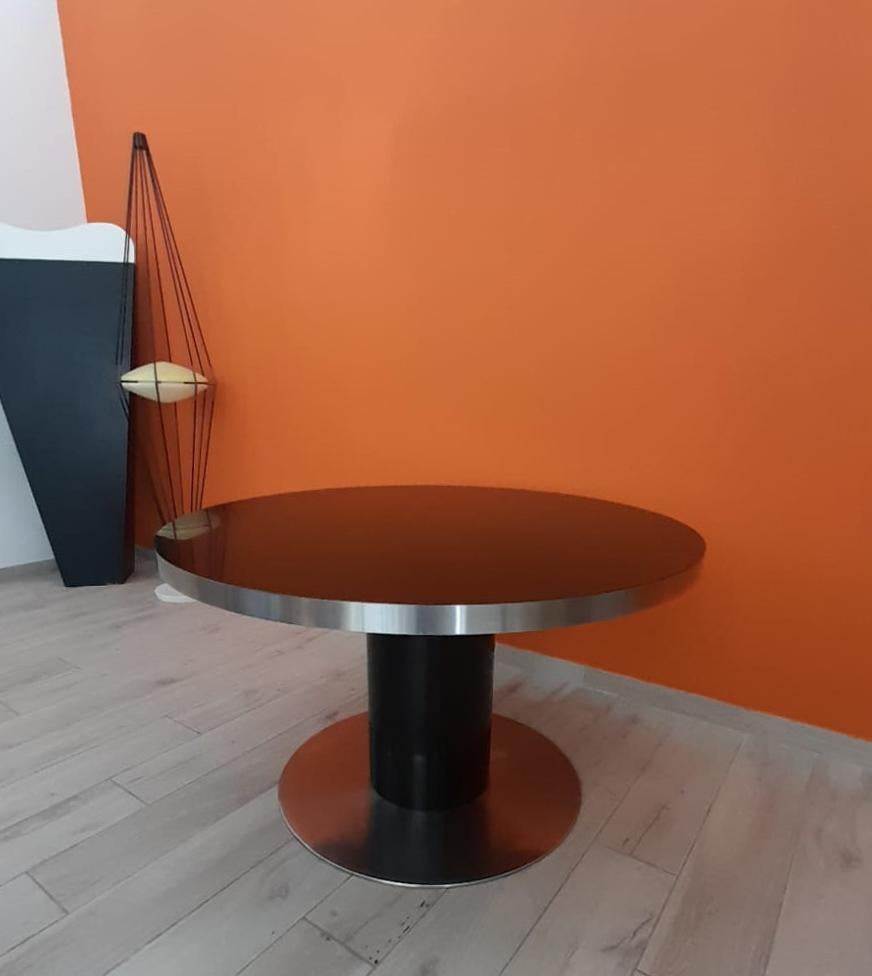 Milieu du XXe siècle Table de salle à manger ronde Willy Rizzo, Italie, années 1960