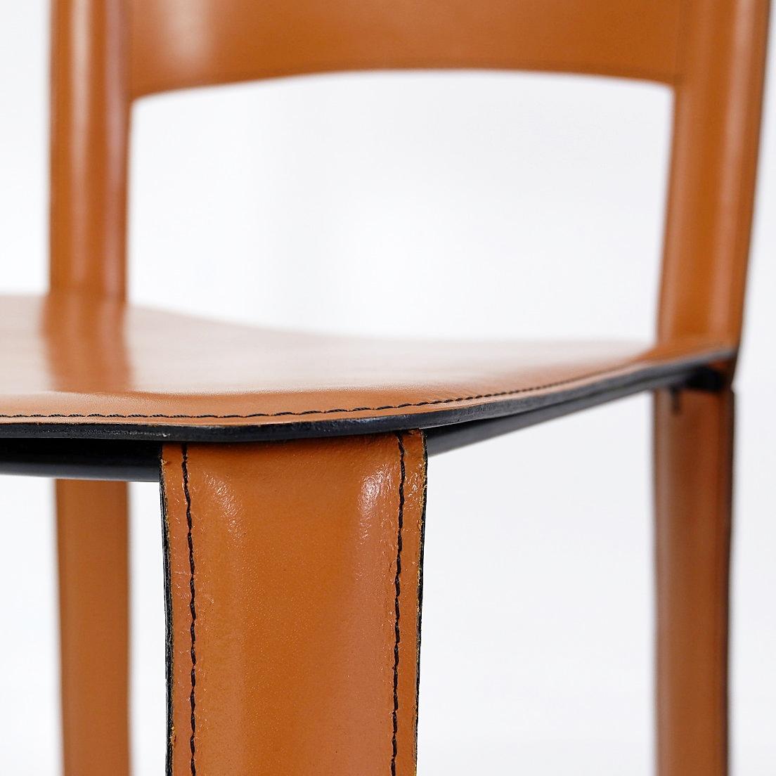Willy Rizzo saddle leather chair cognac Cidue - 1970s For Sale 4