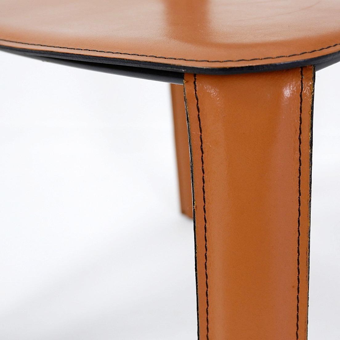 Willy Rizzo saddle leather chair cognac Cidue - 1970s In Good Condition For Sale In Linkebeek, BE