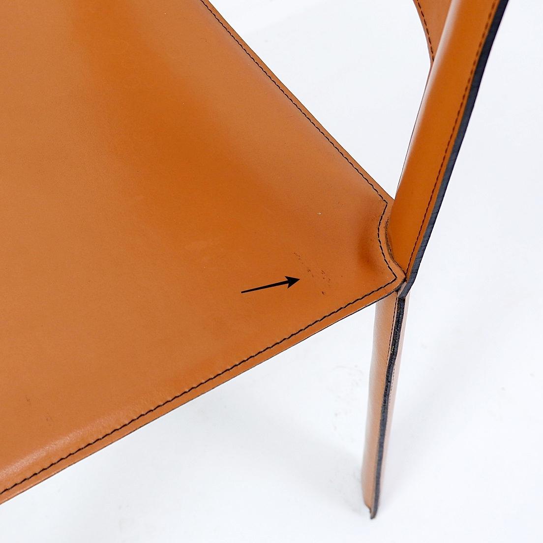 Metal Willy Rizzo saddle leather chair cognac Cidue - 1970s For Sale