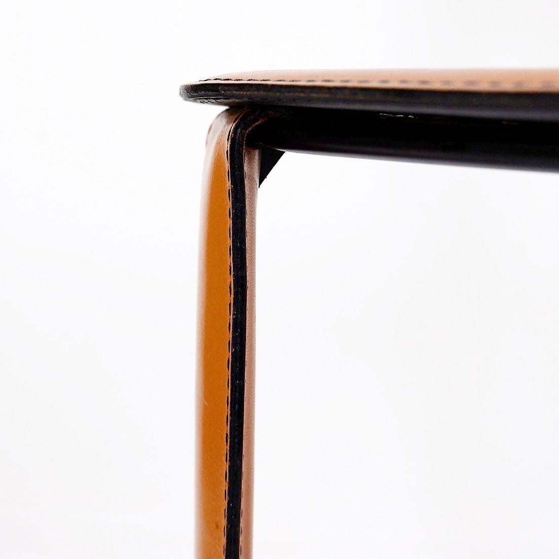 Willy Rizzo saddle leather chair cognac Cidue - 1970s For Sale 1