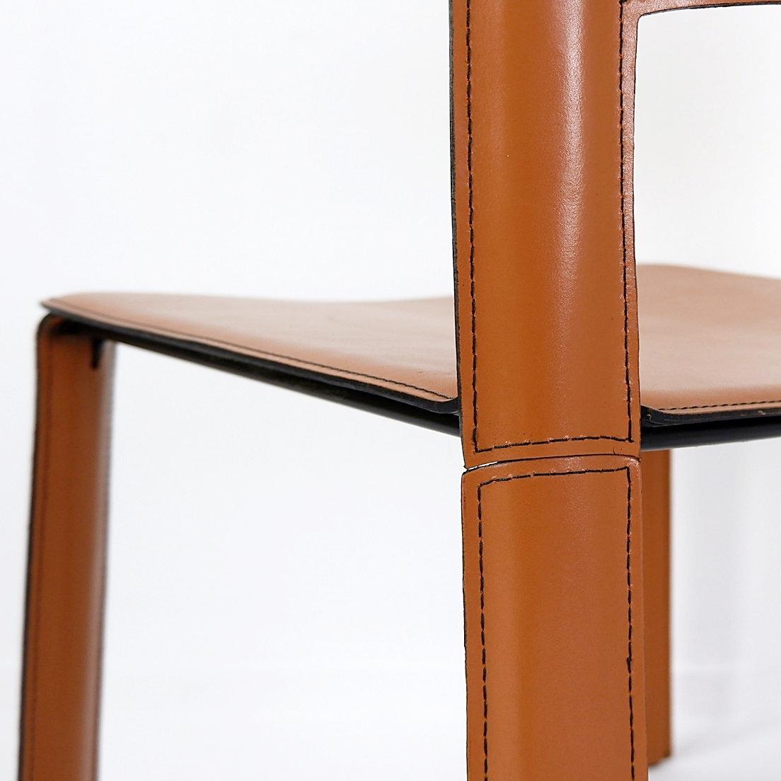Willy Rizzo saddle leather chair cognac Cidue - 1970s For Sale 2