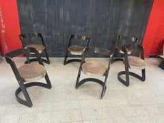 Mario Sabot,  Set di 6 sedie in legno laccato e acciaio , Italia