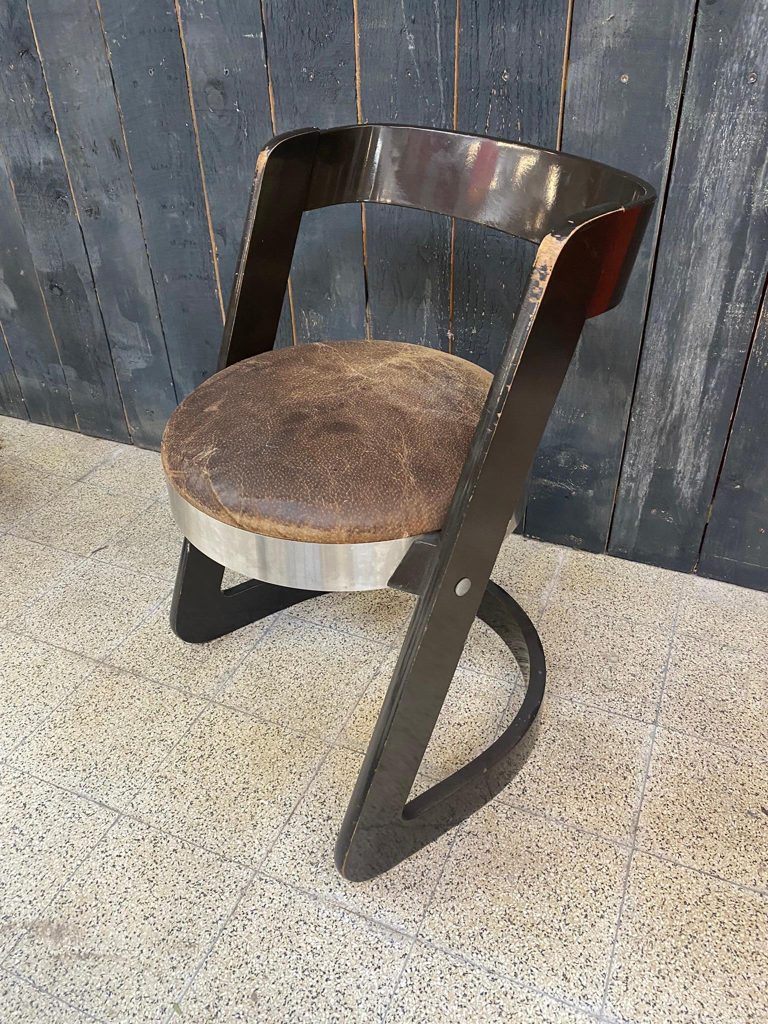 Mid-Century Modern Mario Sabot,  Set of 6 Chairs in Lacquered Wood and Steel , Italy For Sale