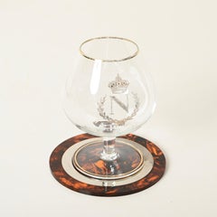 Willy Rizzo Set of 6 Coasters in Tortoiseshell Lucite and Chrome, Italy, 1970s