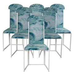 Willy Rizzo Set of 6 White Dining Chairs, Italy, 1970