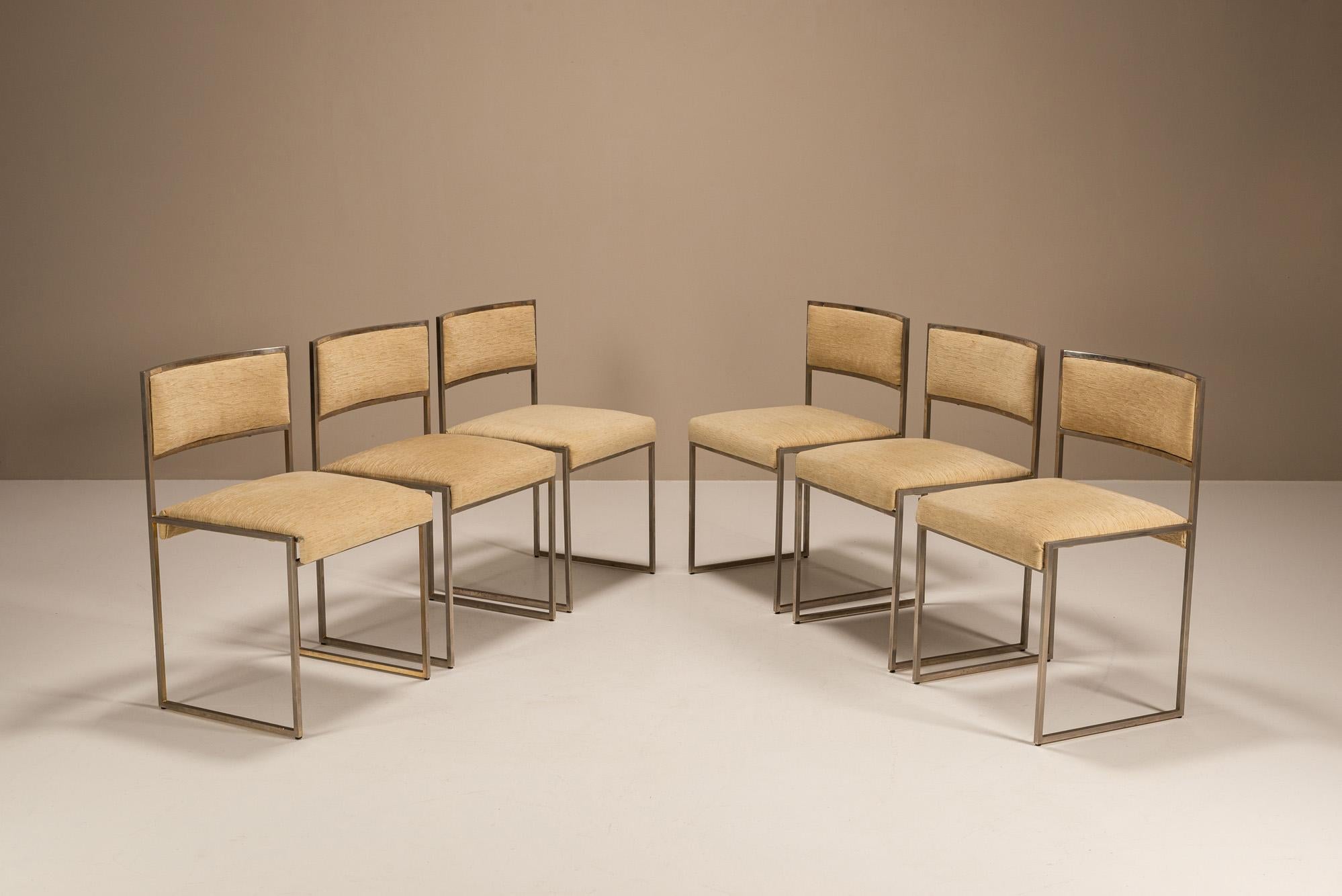 Hollywood Regency Set di sei sedie da sala da pranzo Willy Rizzo, Italia anni '70