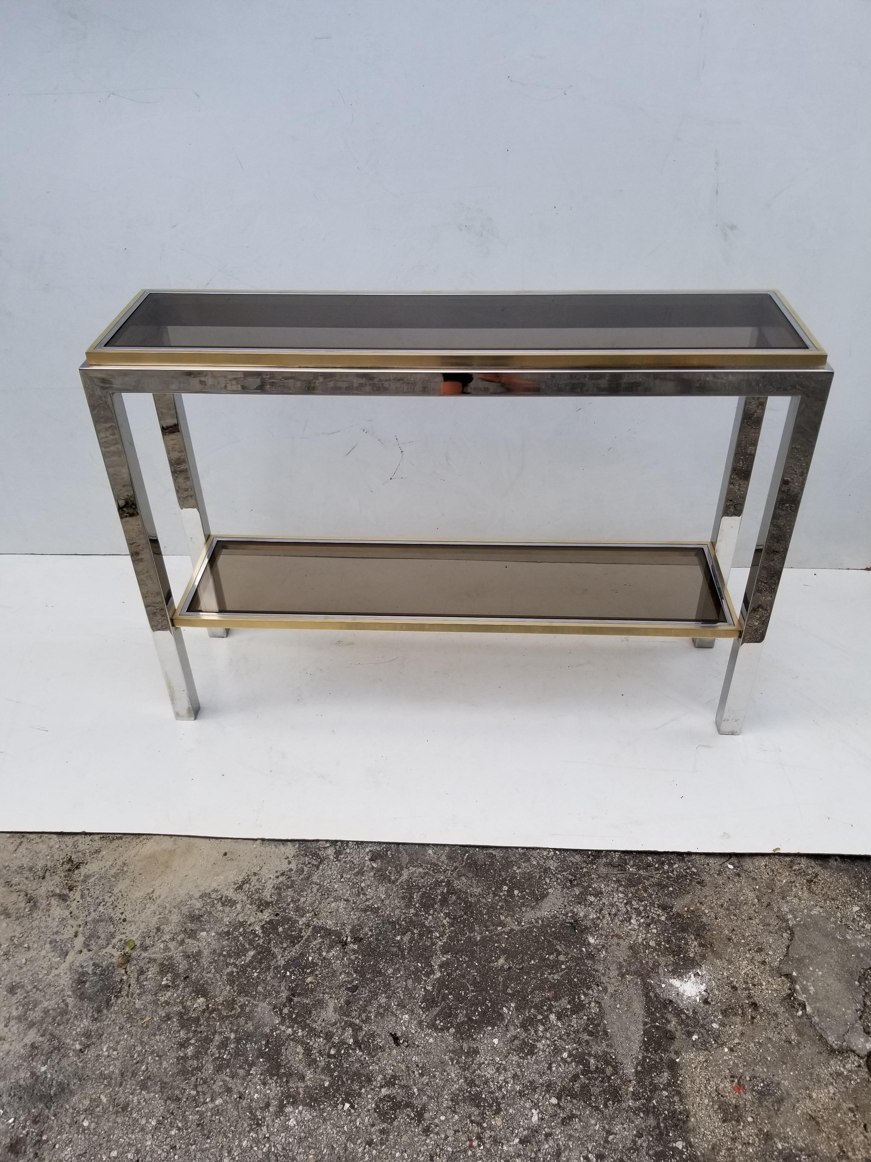French Willy Rizzo Signed 2 Tiers Console For Sale