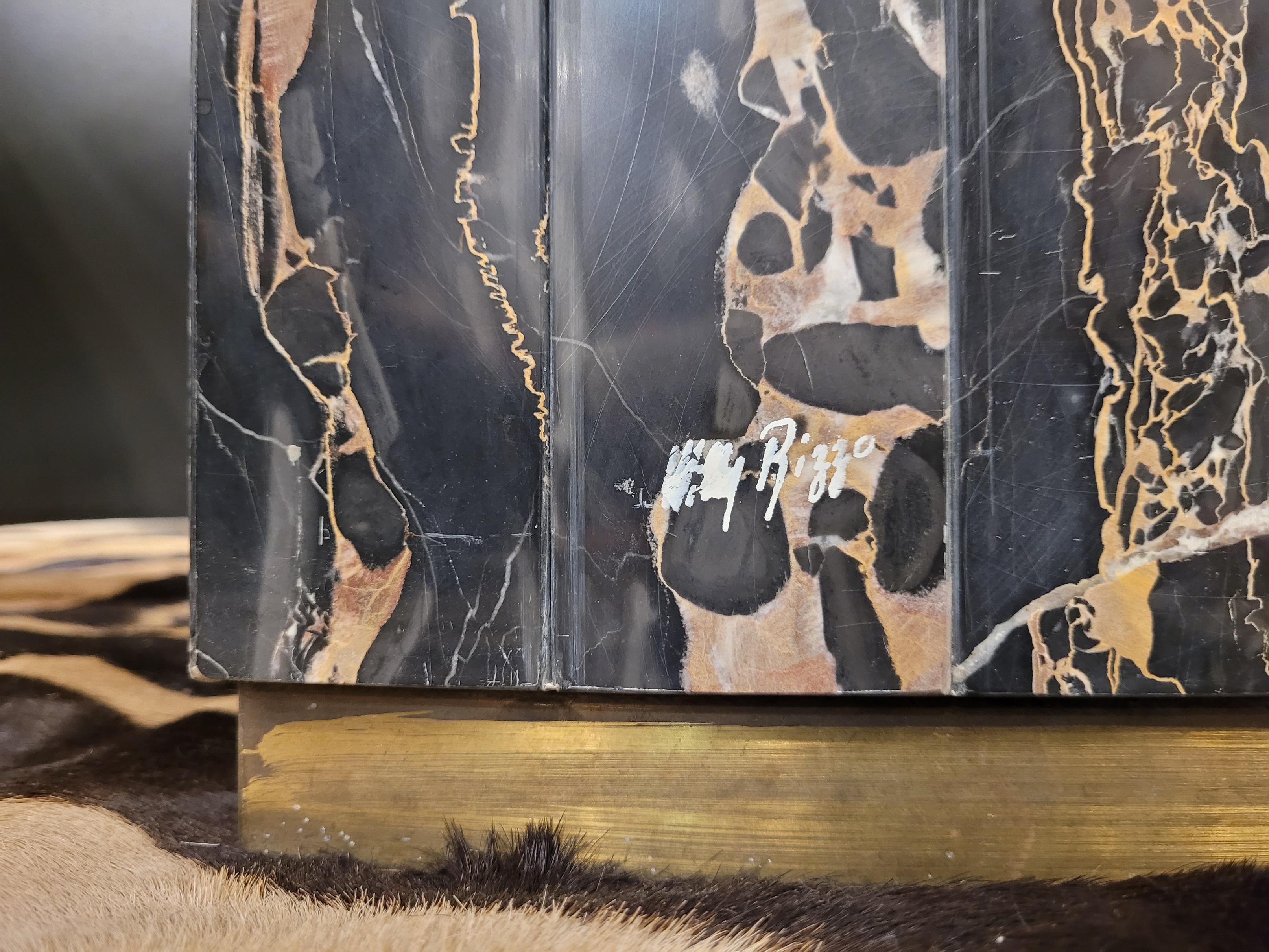 Willy Rizzo signed black Portoro Gold Marble Dining Table, 70s 3