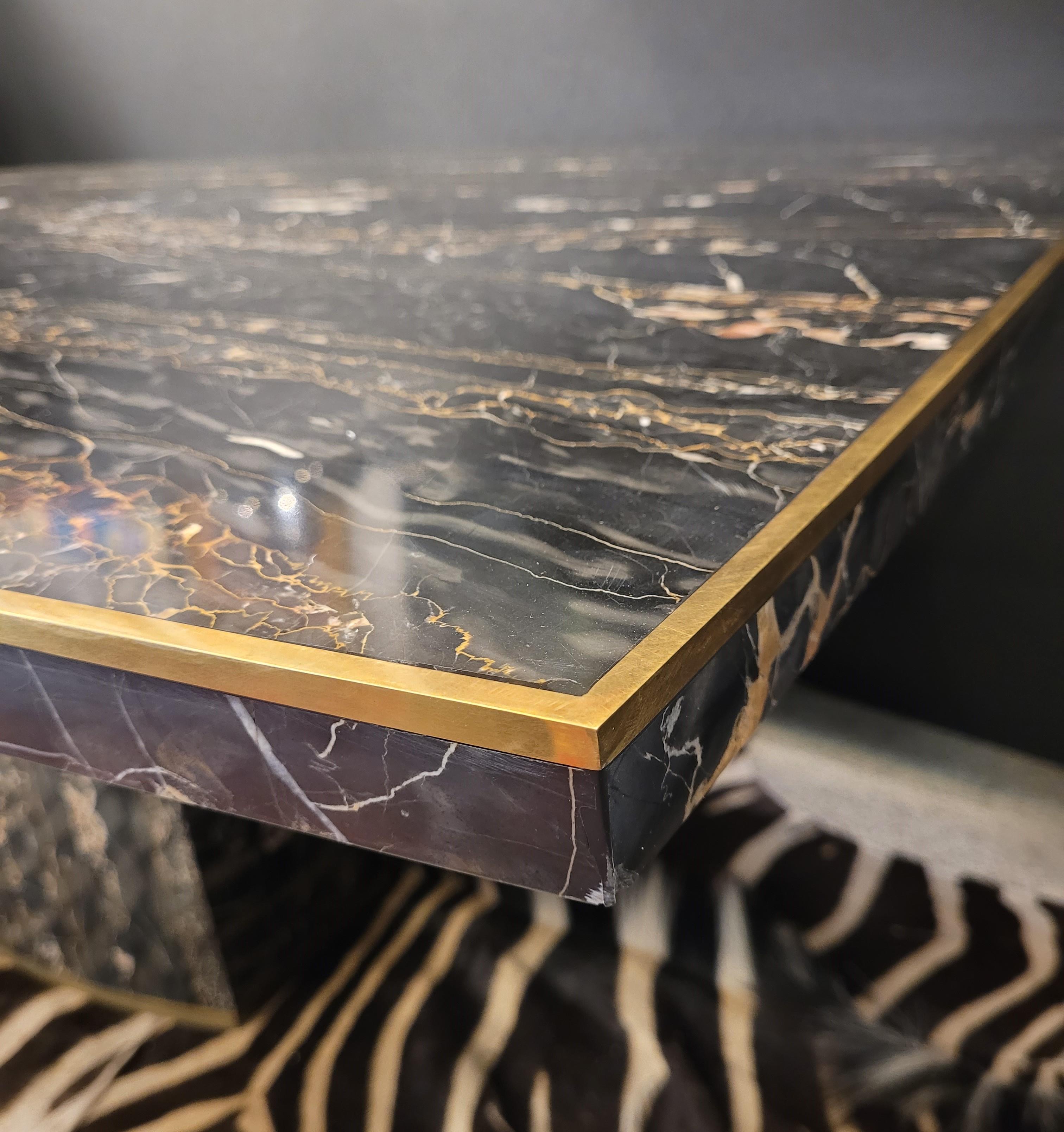 Willy Rizzo signed black Portoro Gold Marble Dining Table, 70s 12
