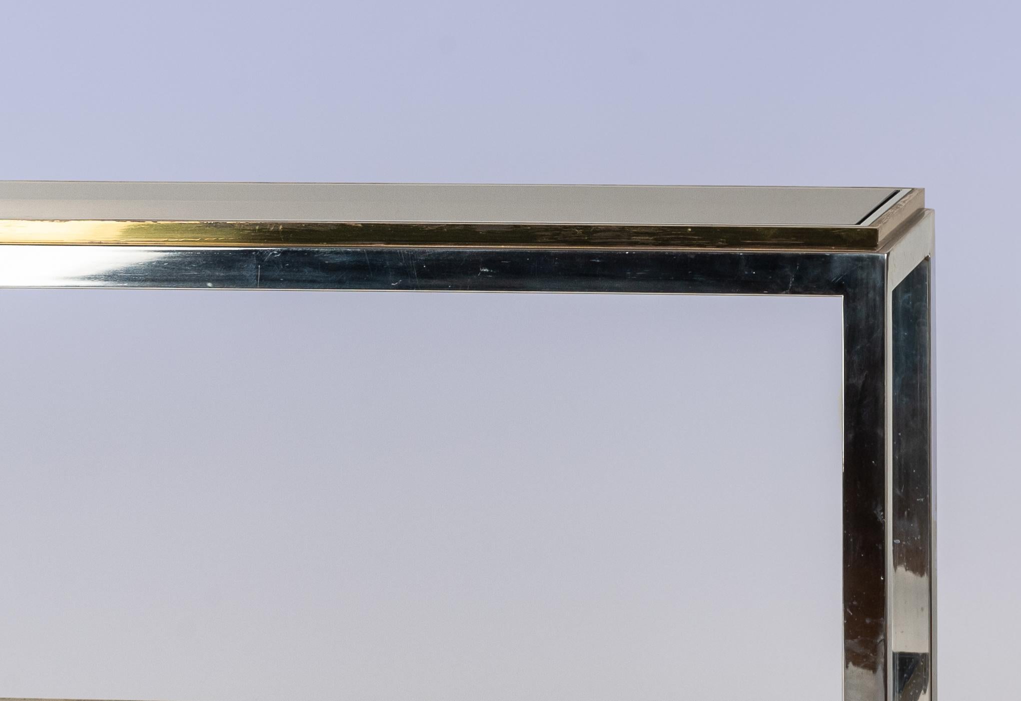 Willy Rizzo Signed Rectangular Glass and Chrome Side/Consul Table In Good Condition For Sale In Shrewsbury, GB