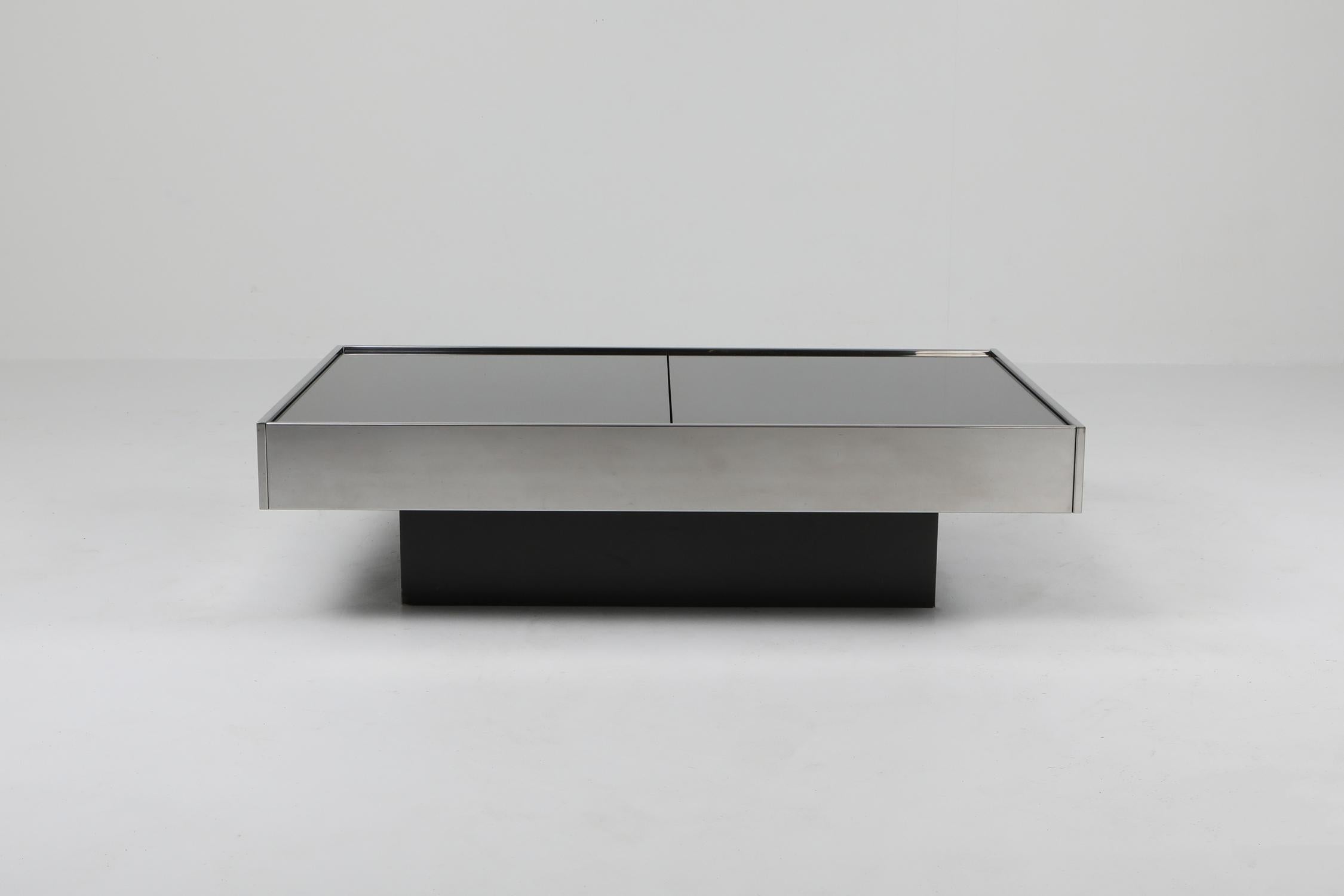 Post-Modern Willy Rizzo Sliding Chrome Coffee Table for Cidue, Italy, 1970s