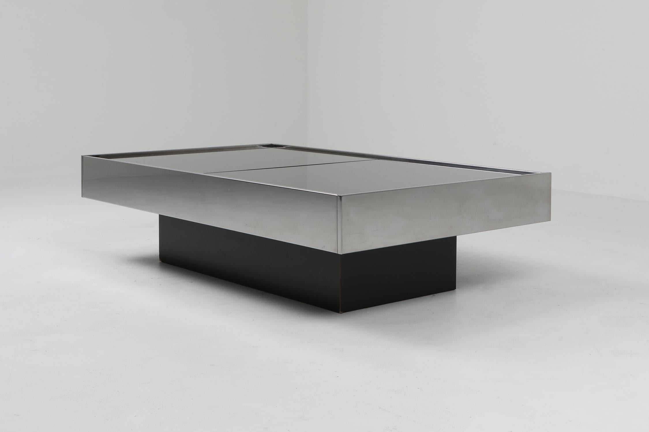 Willy Rizzo Sliding Chrome Coffee Table for Cidue, Italy, 1970s In Good Condition In Antwerp, BE