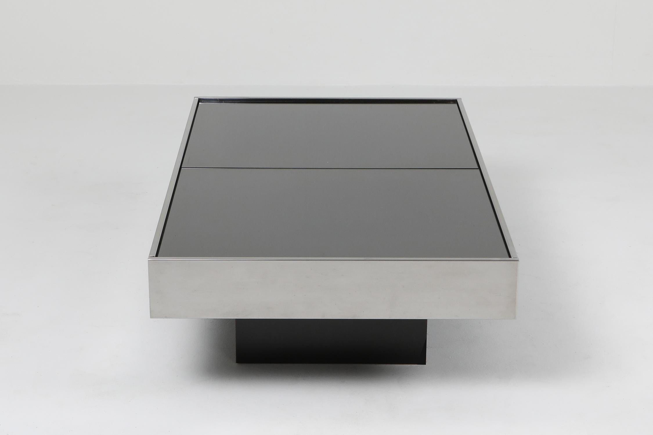 20th Century Willy Rizzo Sliding Chrome Coffee Table for Cidue, Italy, 1970s