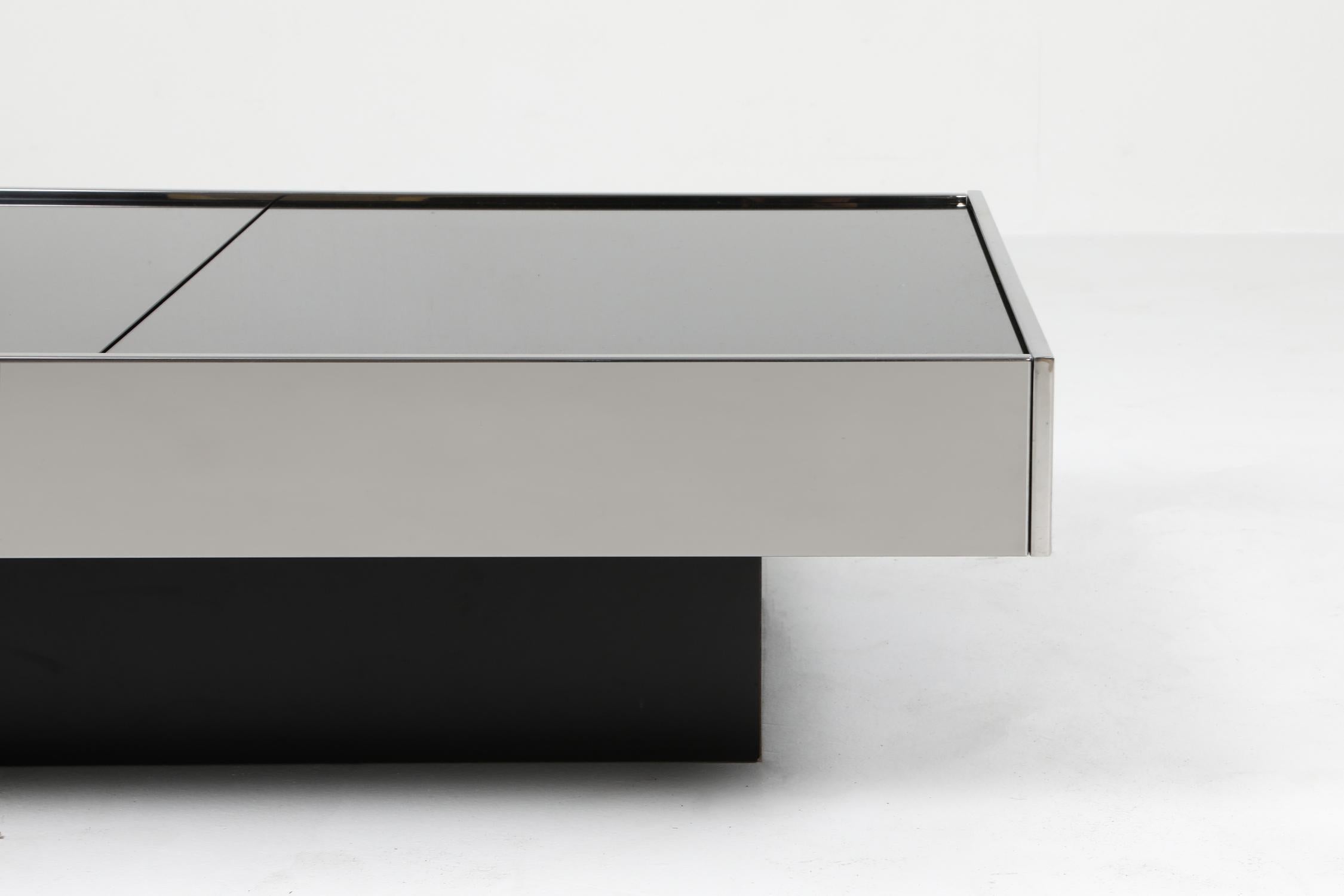 Mirror Willy Rizzo Sliding Chrome Coffee Table for Cidue, Italy, 1970s