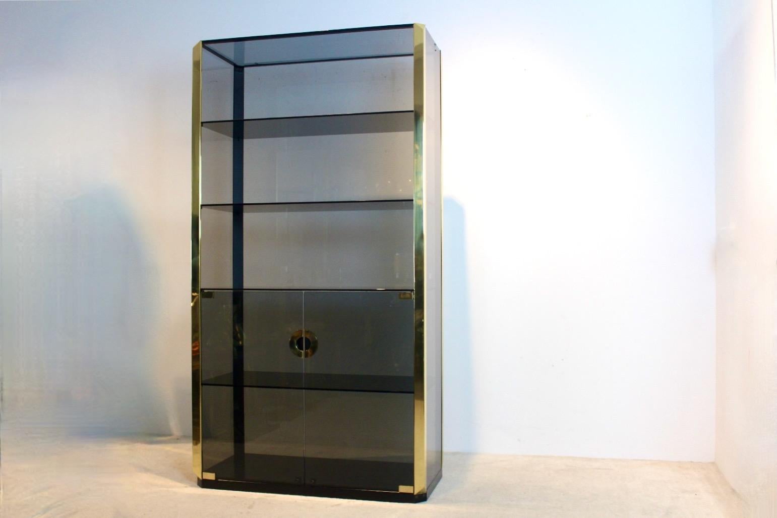 Willy Rizzo Smoked Glass Cabinet for Mario Sabot, 1970 For Sale 3