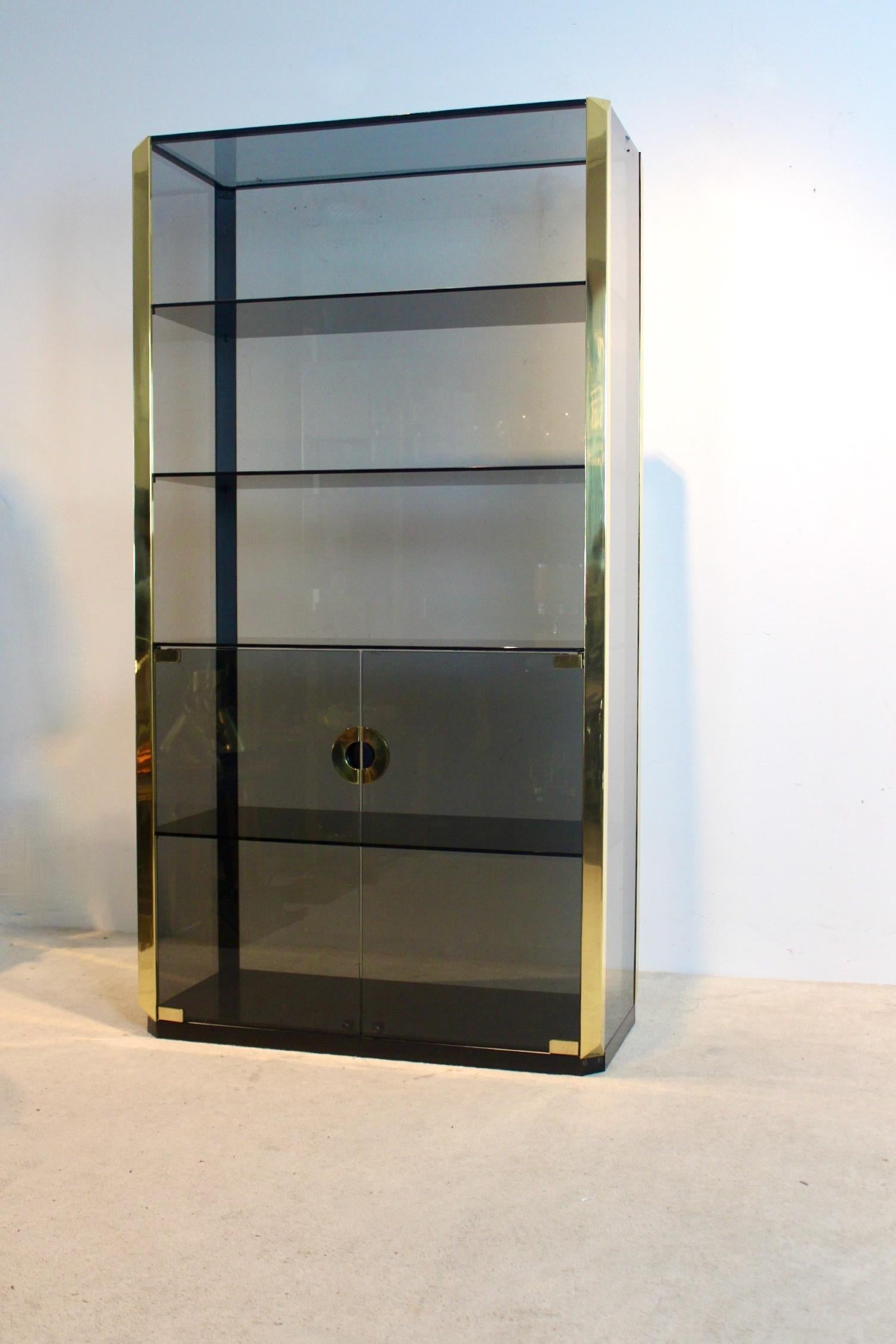 Willy Rizzo Smoked Glass Cabinet for Mario Sabot, 1970 For Sale 5