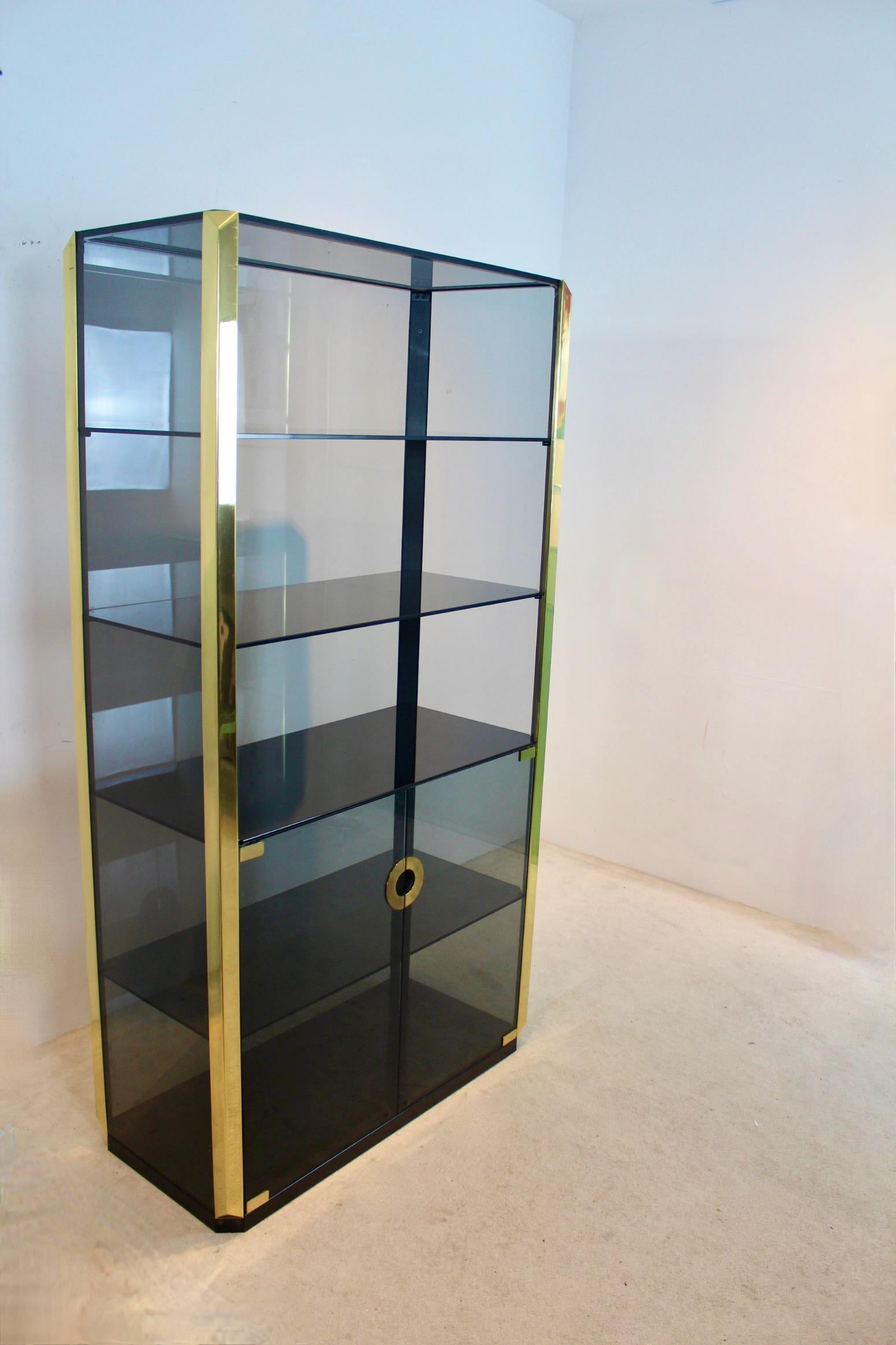 Willy Rizzo Smoked Glass Cabinet for Mario Sabot, 1970 For Sale 6