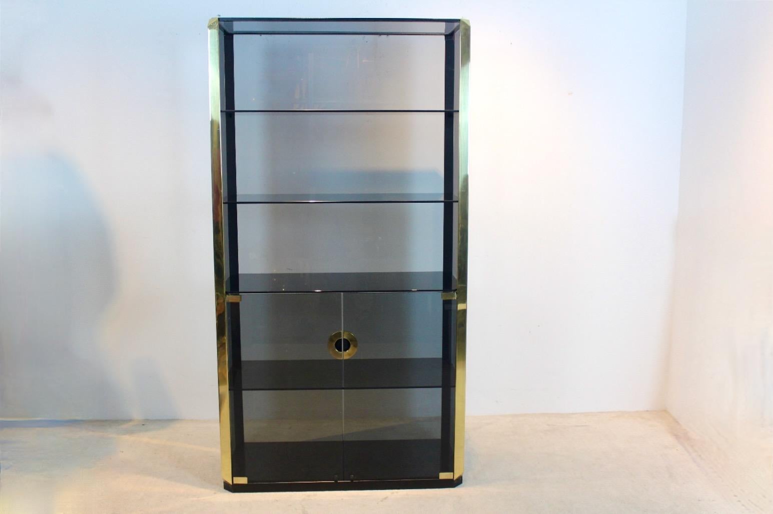 Mid-Century Modern Willy Rizzo Smoked Glass Cabinet for Mario Sabot, 1970 For Sale