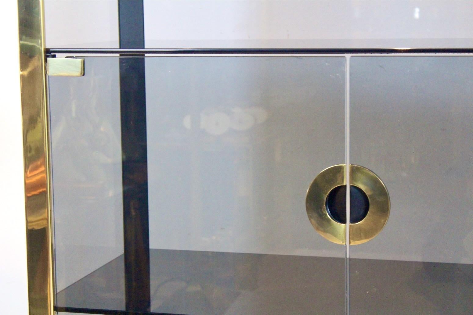 Willy Rizzo Smoked Glass Cabinet for Mario Sabot, 1970 For Sale 2