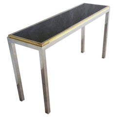 Willy Rizzo Steel and Brass Table Fiorentina Consolle, Italy, 1970s