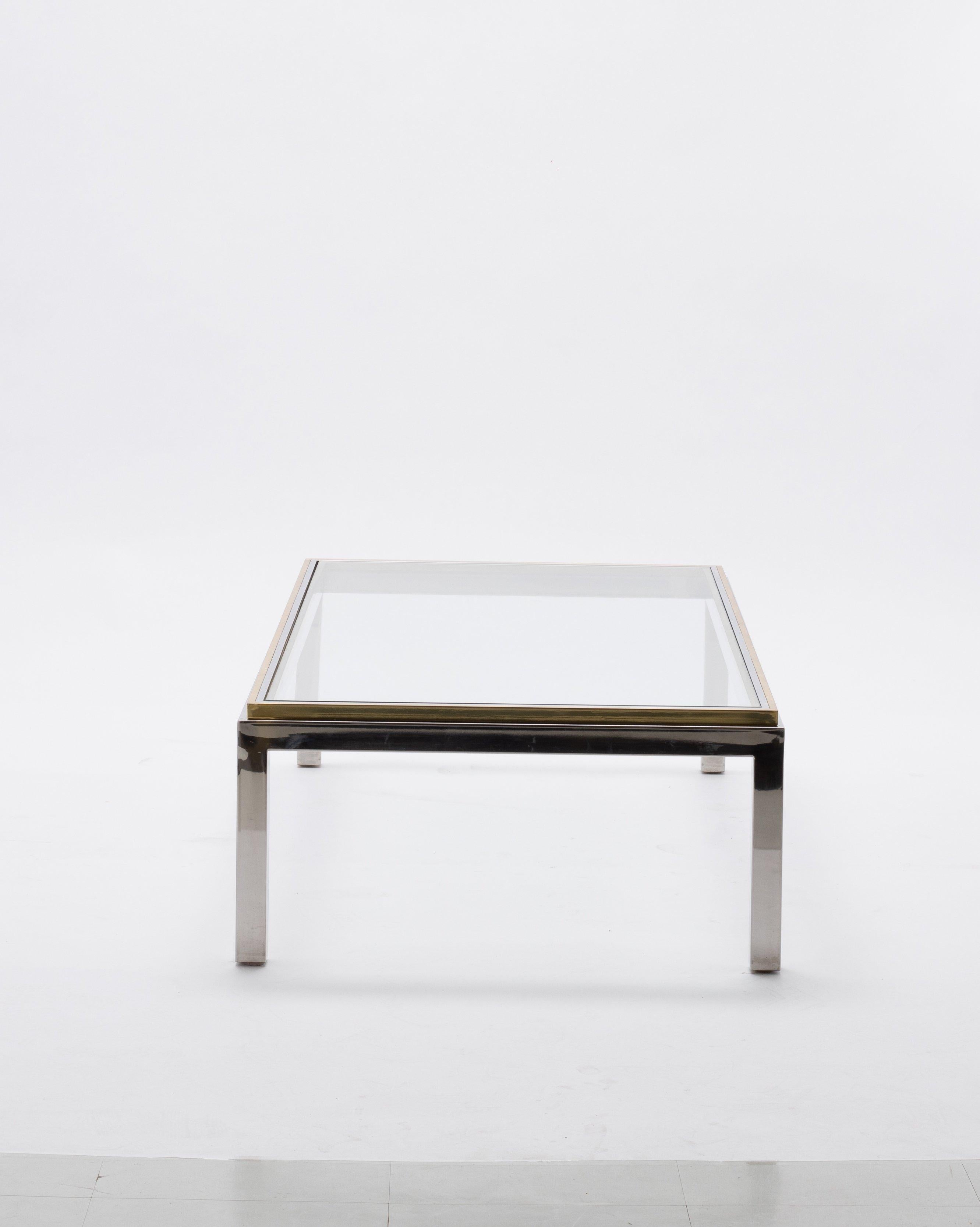 XX secolo Willy Rizzo Cocktail Table in acciaio e ottone in vendita