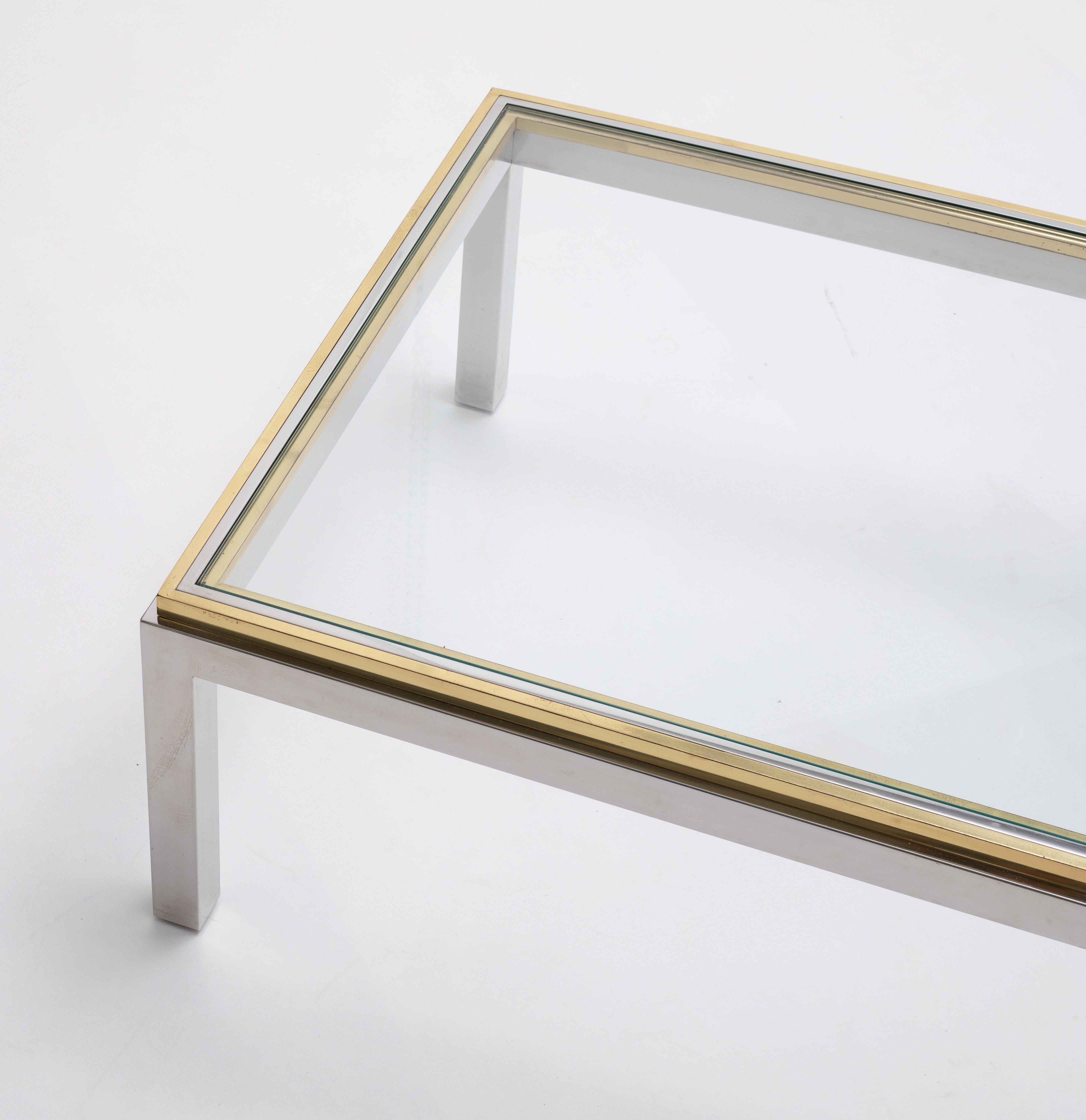 Ottone Willy Rizzo Cocktail Table in acciaio e ottone in vendita