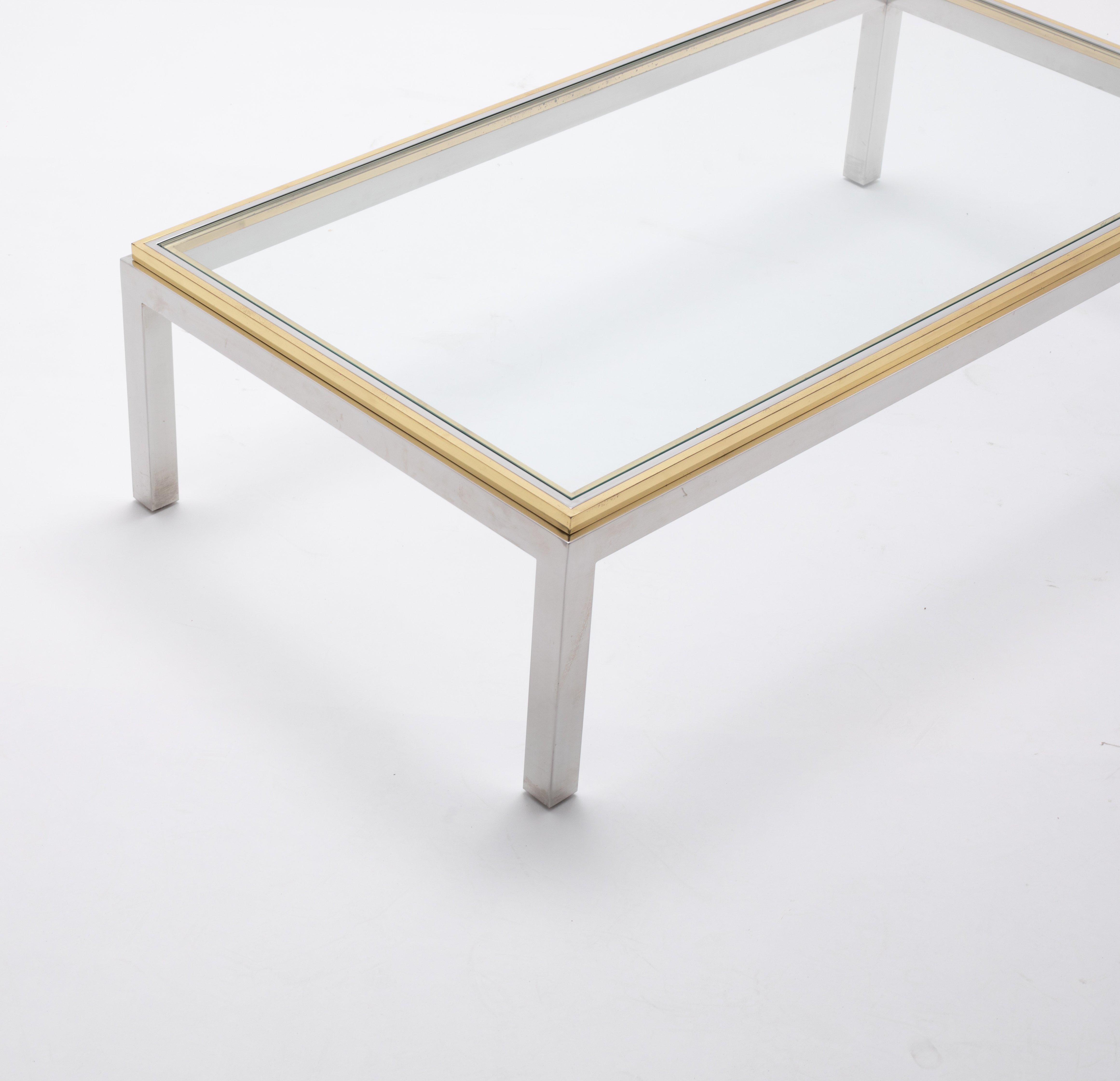 Willy Rizzo Cocktail Table in acciaio e ottone in vendita 1