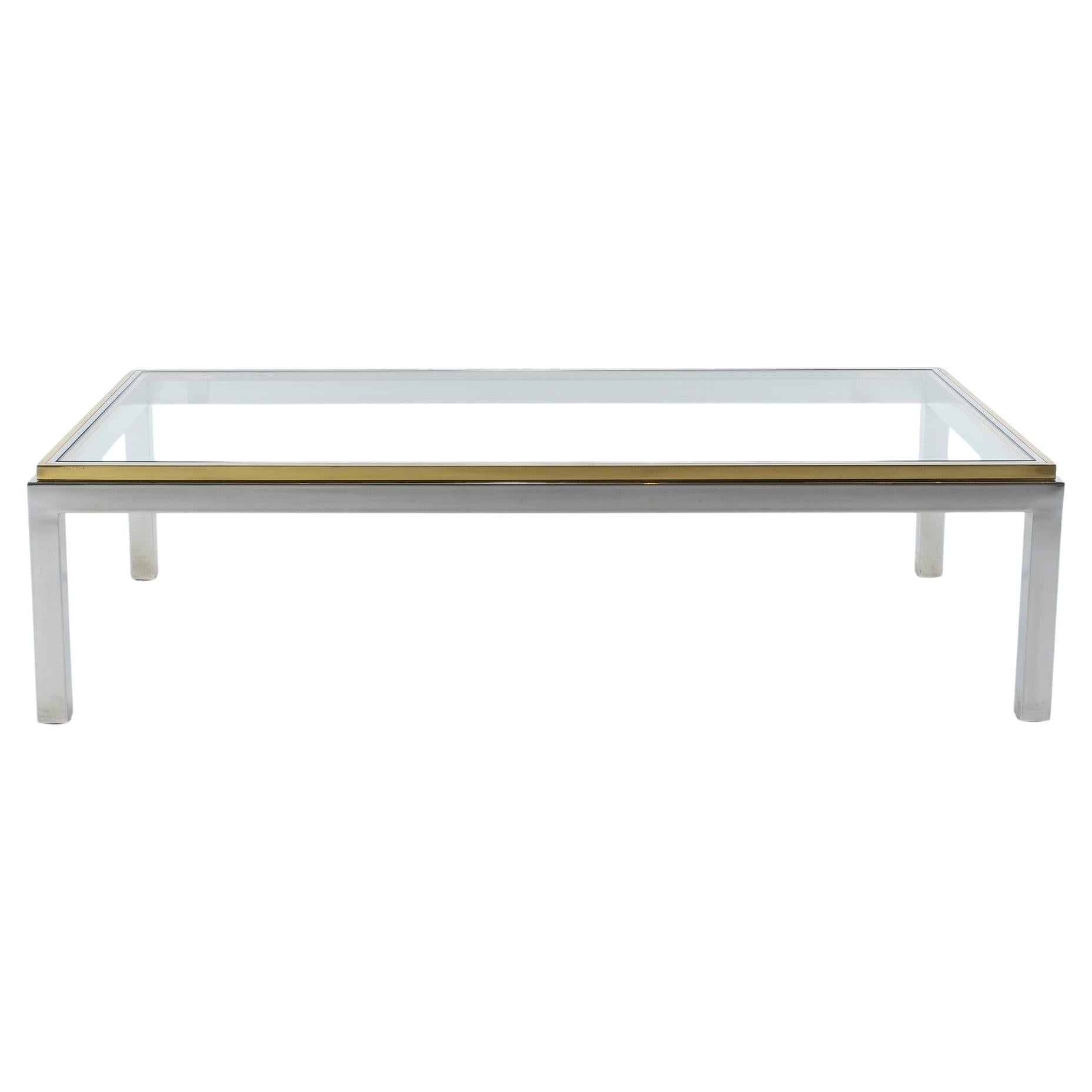 Willy Rizzo Cocktail Table in acciaio e ottone in vendita
