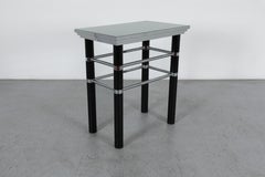 Willy Rizzo Style Black Enameled Metal & Chrome Console Table 1970s-80s
