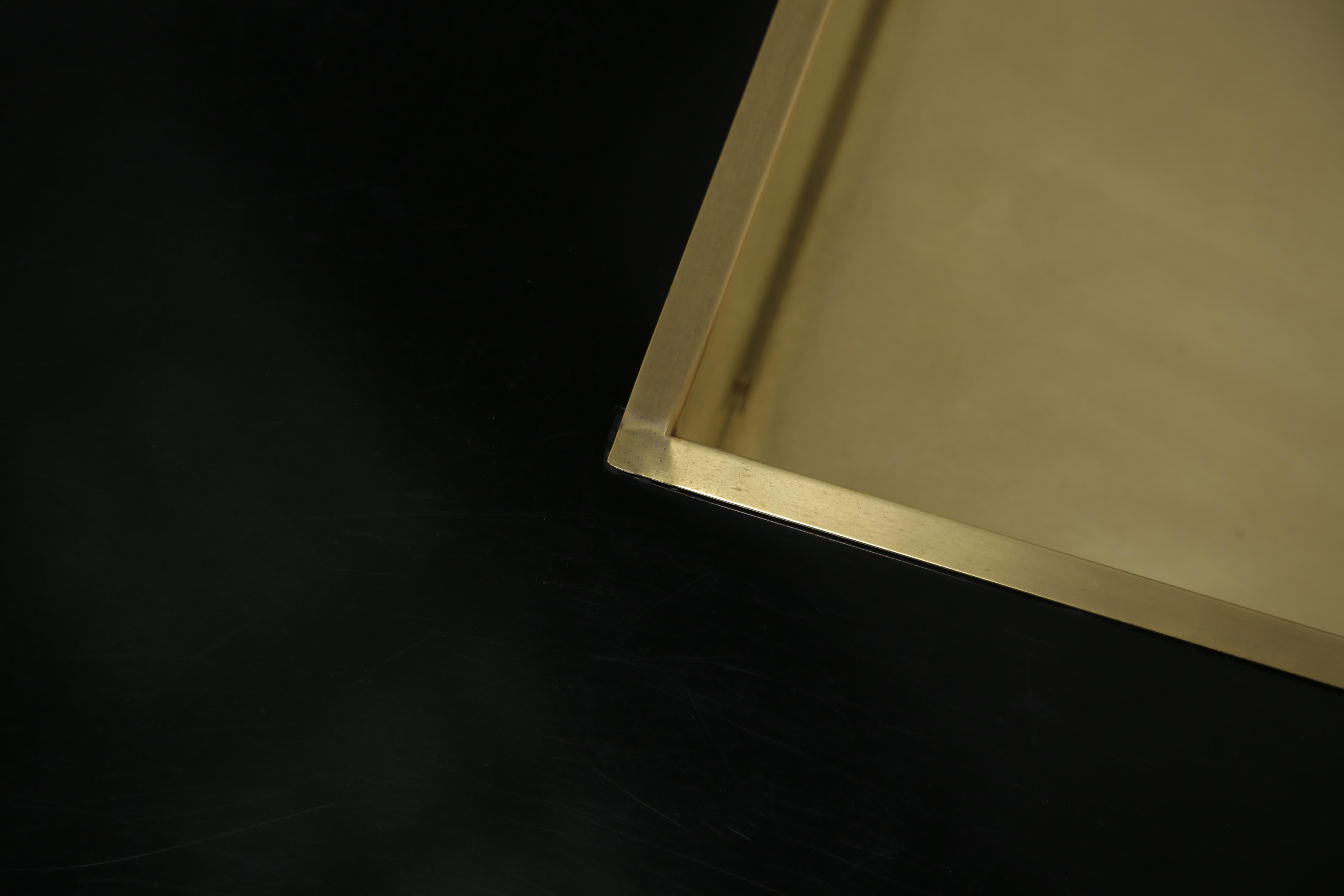 Willy Rizzo style Black Formica and Brass Coffee Table / Cocktail table, 1970s For Sale 1