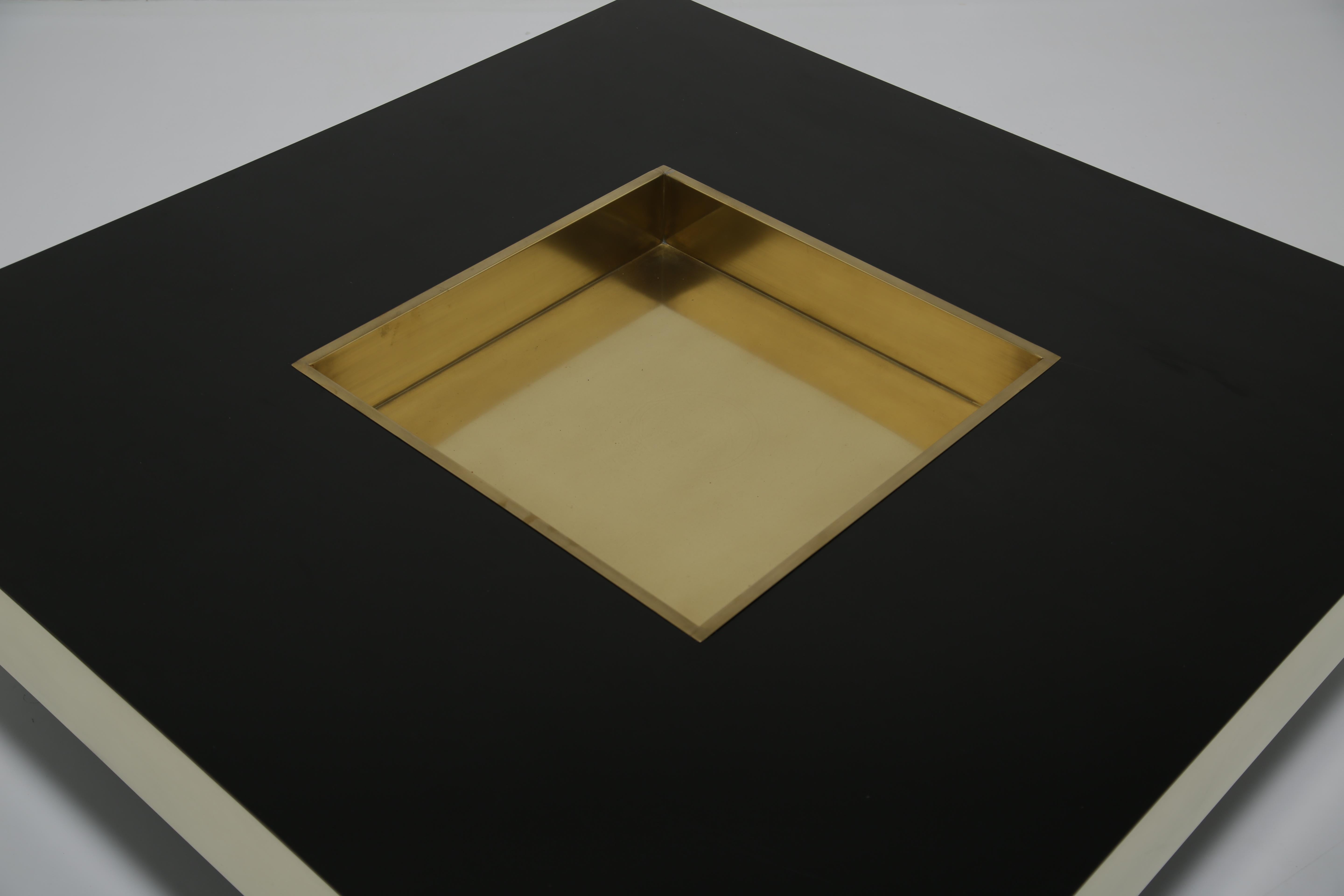 Willy Rizzo style Black Formica and Brass Coffee Table / Cocktail table, 1970s For Sale 2