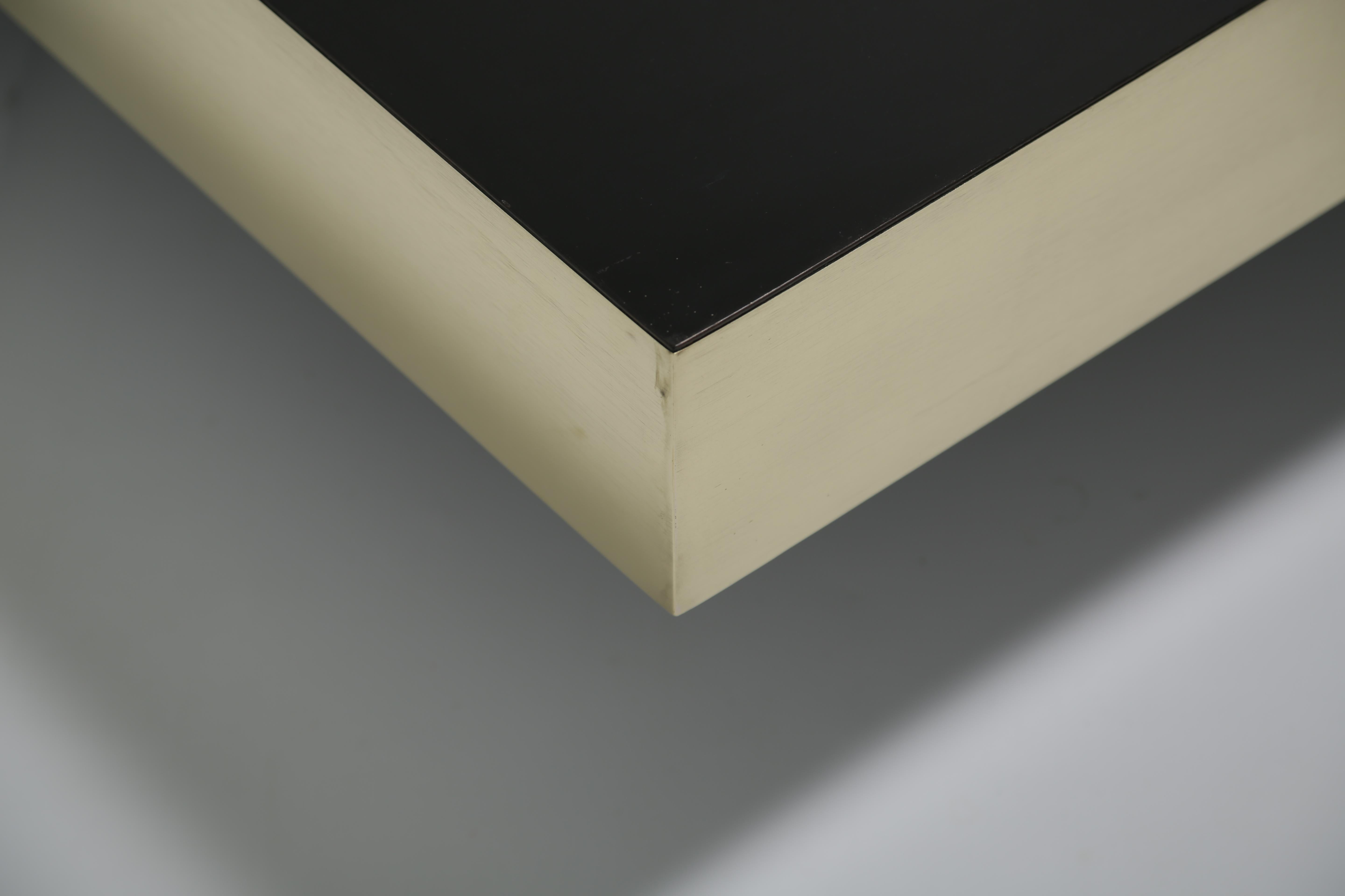 Willy Rizzo style Black Formica and Brass Coffee Table / Cocktail table, 1970s For Sale 3