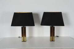 Lampes de table en laiton de style Willy Rizzo par Belgo Chrom, 1970