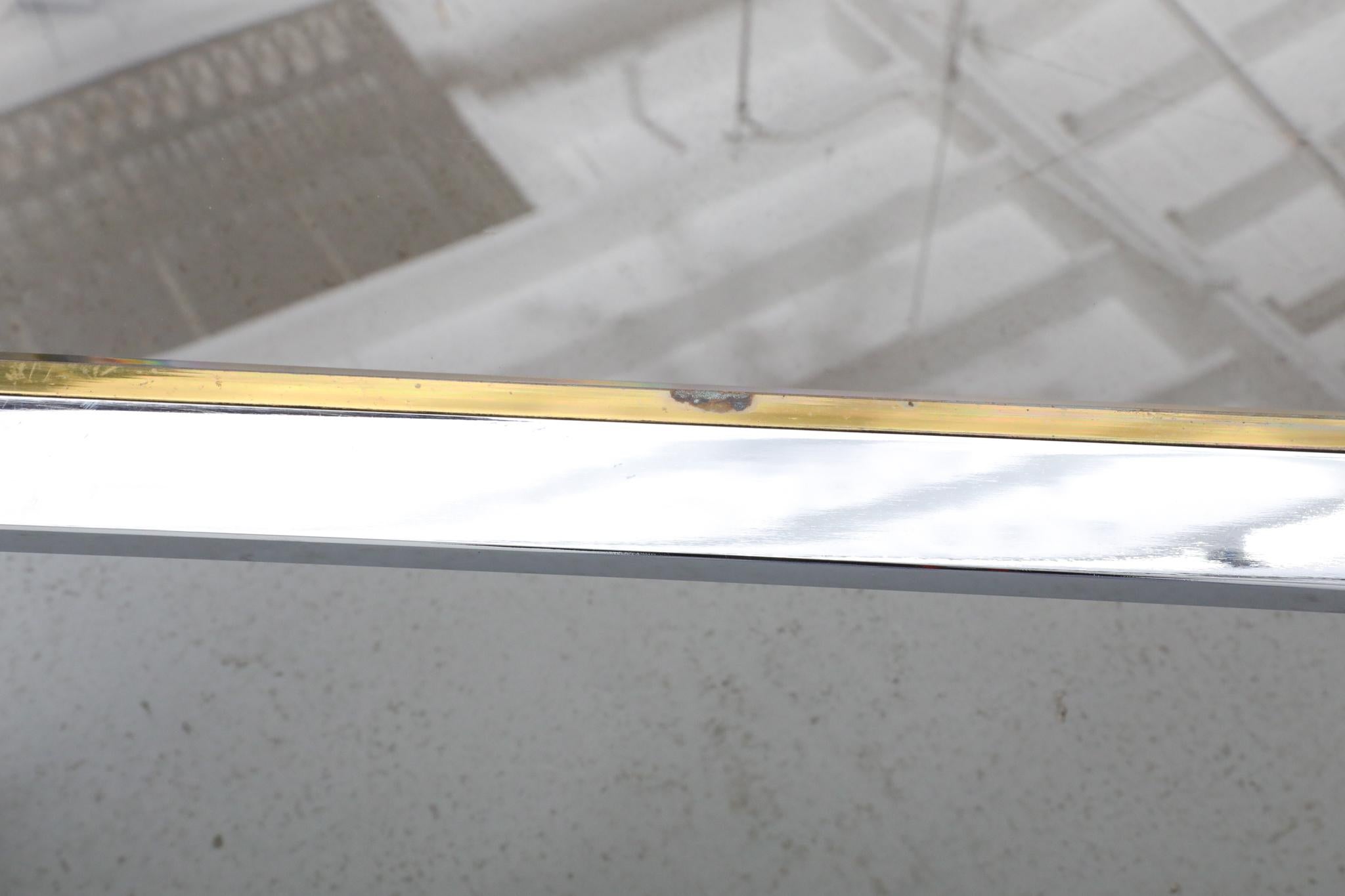 Tavolino da caffè in ottone e cromo in stile Willy Rizzo, Belgo Chrome, anni '70 6