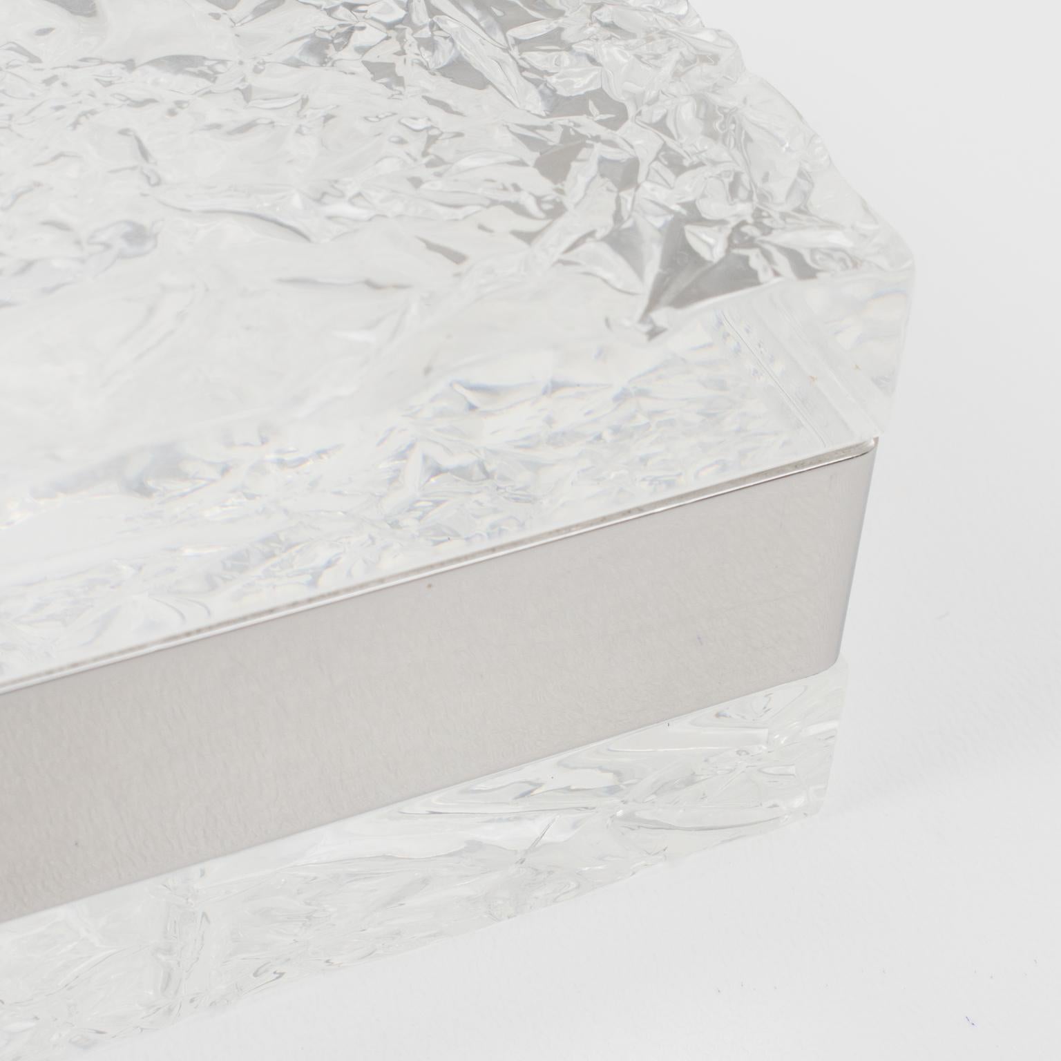 Boîte de style Willy Rizzo en chrome et lucite à effet de glace, circa 1970 en vente 4