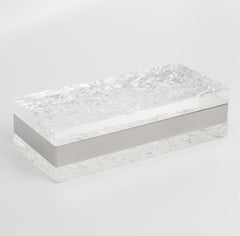 Willy Rizzo Style Chrome and Ice Effect Lucite Box, circa 1970