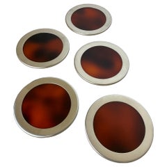 Willy Rizzo Style Coasters in Faux Tortoise Shell, Set of 5, Italy, 1970's
