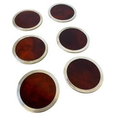 Willy Rizzo Style Coasters in Faux Tortoise Shell, Set of 6, 1970