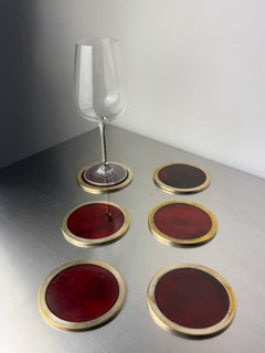 Willy Rizzo Style Coasters in Faux Tortoise Shell, Set of 6, Italy, 1970
