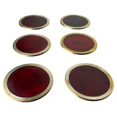 Willy Rizzo Style Coasters in Faux Tortoise Shell, Set of 6, Italy, 1970