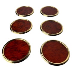 Willy Rizzo Style Coasters in Faux Tortoise Shell, Set of 6, Italy, circa 1970's