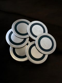 Willy Rizzo Style Coasters in Green Faux Tortoise Shell, Set of 6, 1970's