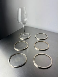 Sottobicchieri in stile Willy Rizzo in lucite e placcati argento, set da 6, Italia, anni '70